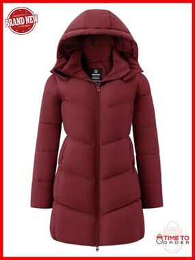 Warm Winter Coat Hooded Puffer Jacket Long Parka Plus Size